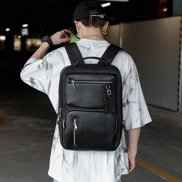 Νέο ανδρικό έκο δερμάτινο σακίδιο με φερμουάρ