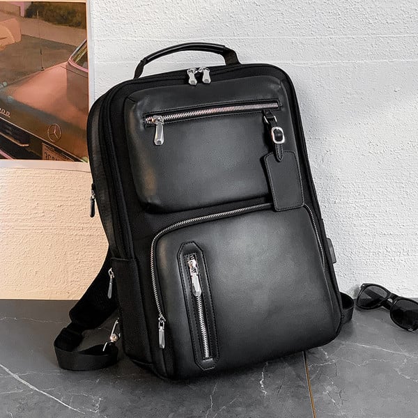 Νέο ανδρικό έκο δερμάτινο σακίδιο με φερμουάρ