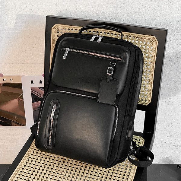 Νέο ανδρικό έκο δερμάτινο σακίδιο με φερμουάρ