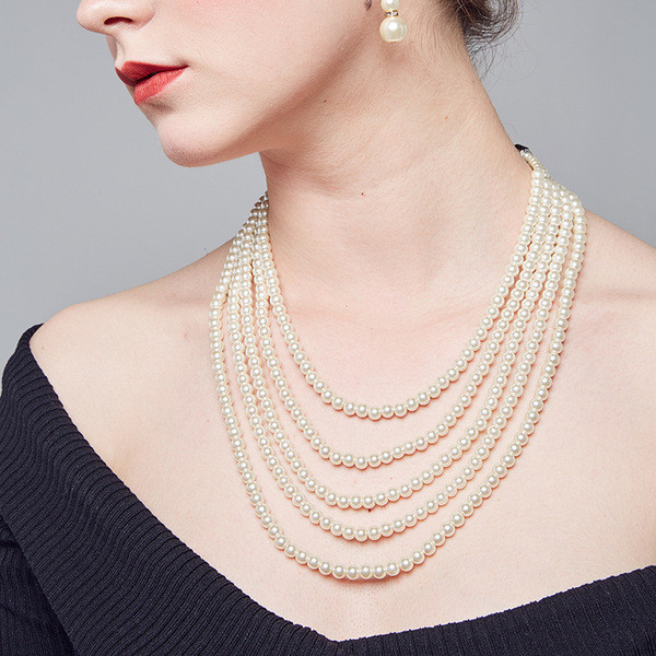 Γυναικεία μοντέρνα σετ σκουλαρίκια και κολιέ με πέρλες