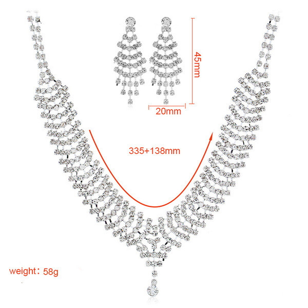 Γυναικείο κομψό σετ σκουλαρίκια και κολιέ με διακοσμητικές πέτρες