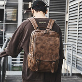 Meeste nahast seljakott retro stiilis luku ja pandlaga