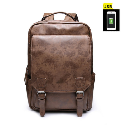 Meeste nahast seljakott retro stiilis luku ja pandlaga