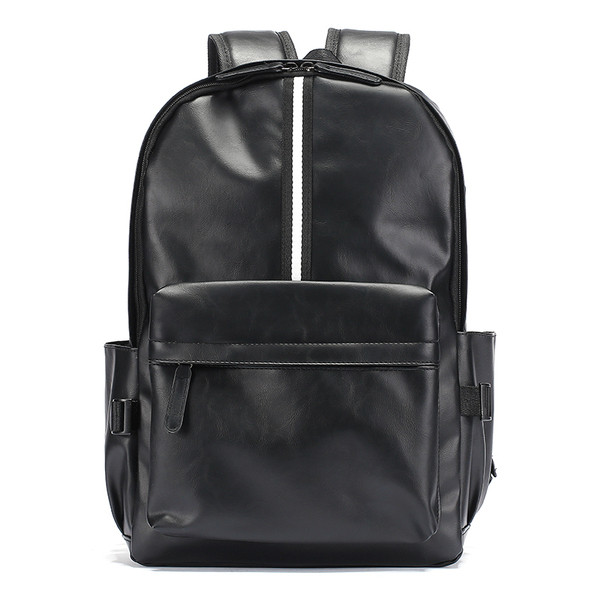 Férfi fekete bőr hátizsák csattal