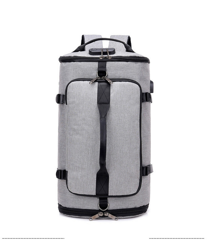 Többfunkciós utazótáska textilből, szürke és fekete színben