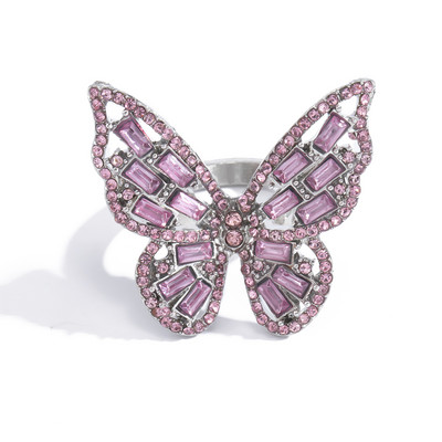 Μοντέρνο γυναικείο δαχτυλίδι με πεταλούδα και χρωματιστές πέτρες