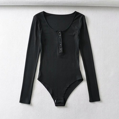 Нов модел дамско еластично боди с обло деколте и копчета