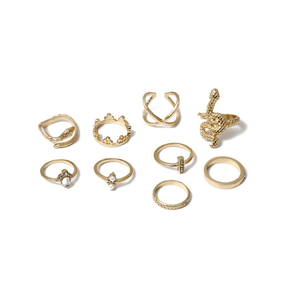 Γυναικείο μοντέρνο σετ εννέα δαχτυλιδιών
