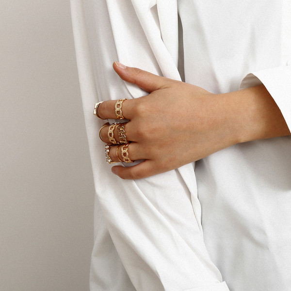 Stílusos női kilenc gyűrűs szett