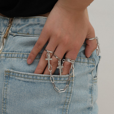 Дамски актуален комплект от пръстени с верижка и висулки