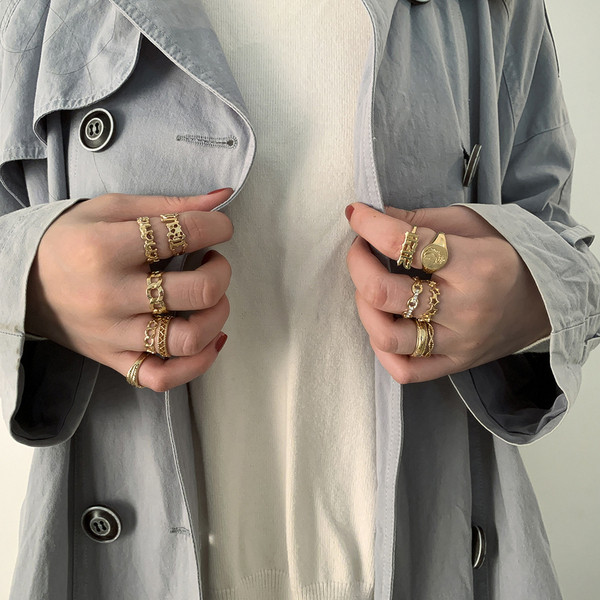 Καθημερινά γυναικεία σετ δαχτυλιδιών με διακοσμητικές πέτρες