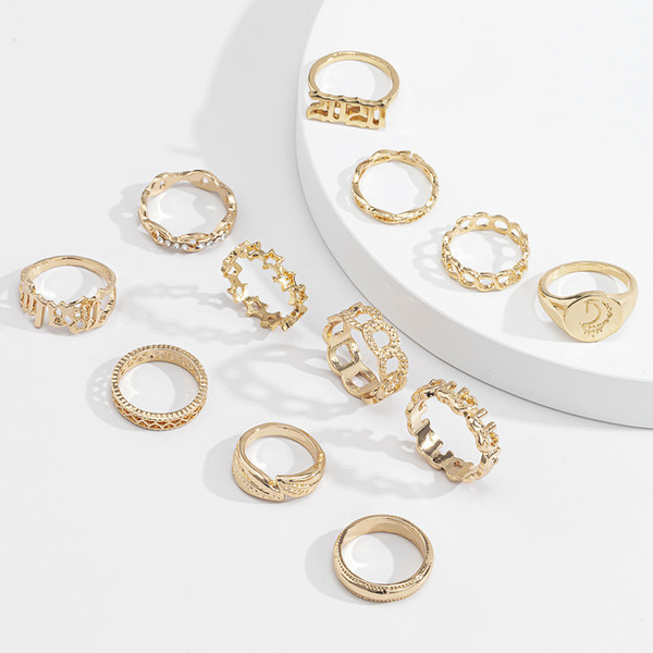 Καθημερινά γυναικεία σετ δαχτυλιδιών με διακοσμητικές πέτρες