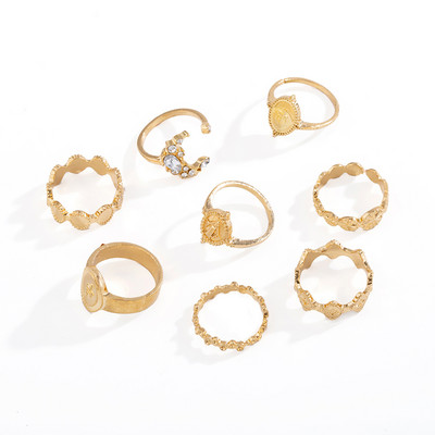 Γυναικείο σετ οκτώ δαχτυλιδιών με πέτρες