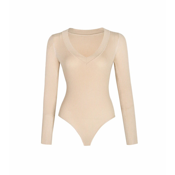 Kaasaegne naiste keha spitsikaelusega ja pikkade varrukatega