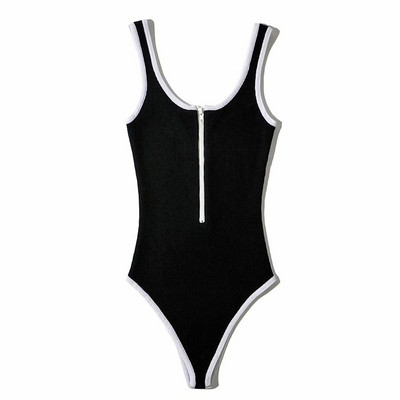 Γυναικείο κορμάκι με φερμουάρ και στρογγυλή λαιμόκοψη