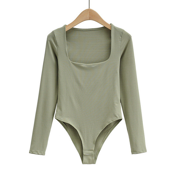 Női napi body négyszögletes nyakkivágással és hosszú ujjal