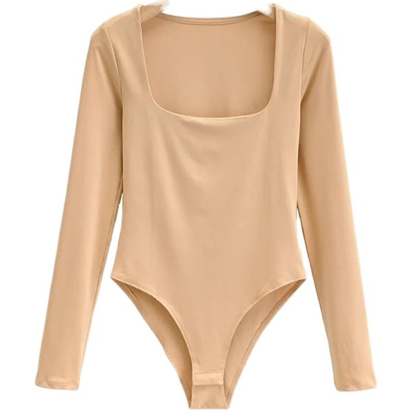 Női napi body négyszögletes nyakkivágással és hosszú ujjal
