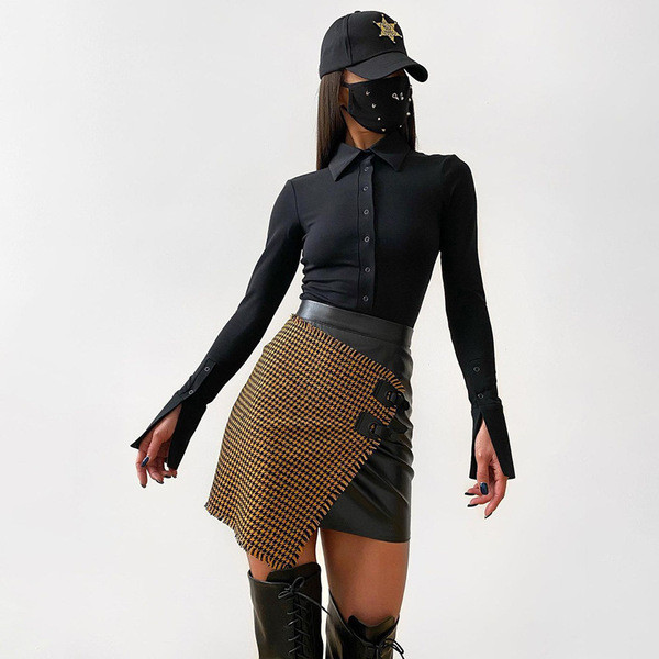 Modern női body gombokkal és hosszú ujjú több színben