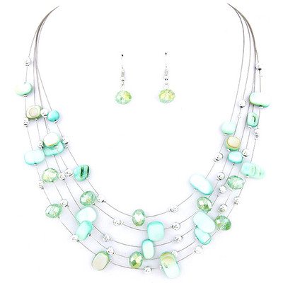 Модерен дамски комплект от колие и къси обеци