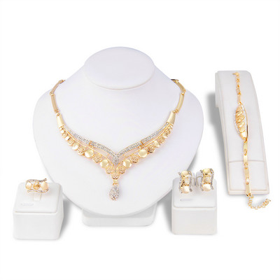 Set elegant de dama, cercei bratara colier si inel cu pietre decorative