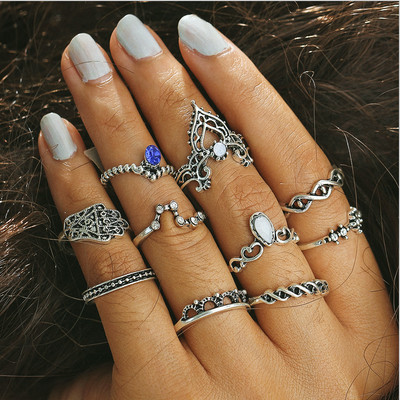 Дамски ежедневен комплект от пръстени с декоративни камъни