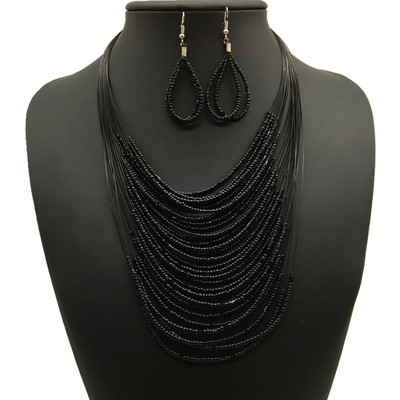 Ежедневен дамски комплект от колие и дълги обици