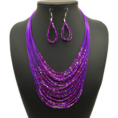 Ежедневен дамски комплект от колие и дълги обици