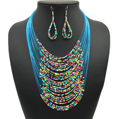 Ежедневен дамски комплект от колие и дълги обици