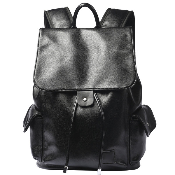 Нов модел мъжка раница от еко кожа със странични джобове