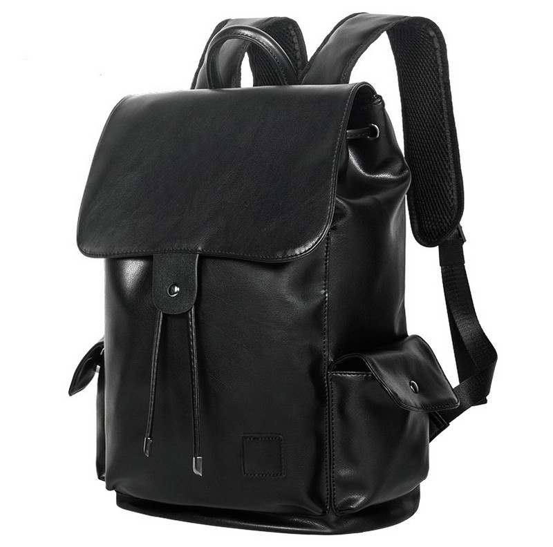 Нов модел мъжка раница от еко кожа със странични джобове