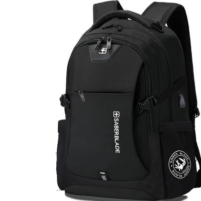 Нов модел мъжка раница в черен цвят с джобове