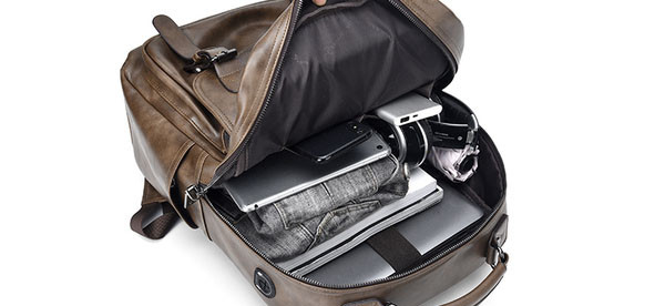 Мъжка кожена раница с емблема-два  модела