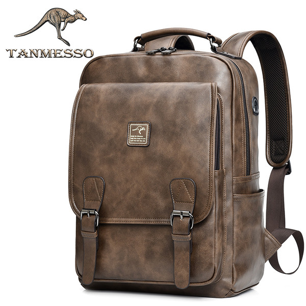 Мъжка кожена раница с емблема-два  модела