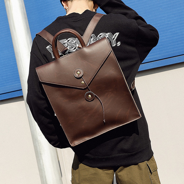 Мъжка кожена раница с регулиращи се презрамки