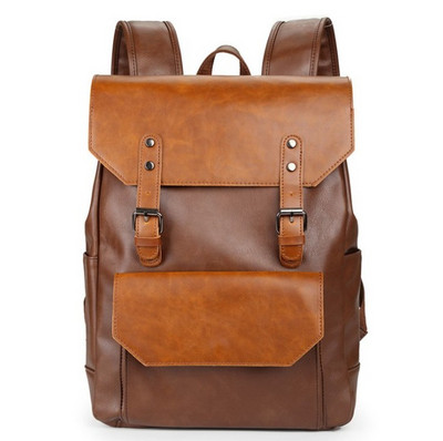 Мъжка модерна раници от еко кожа с преден джоб