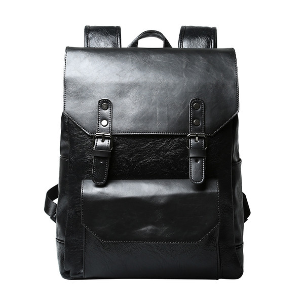 Мъжка модерна раници от еко кожа с преден джоб