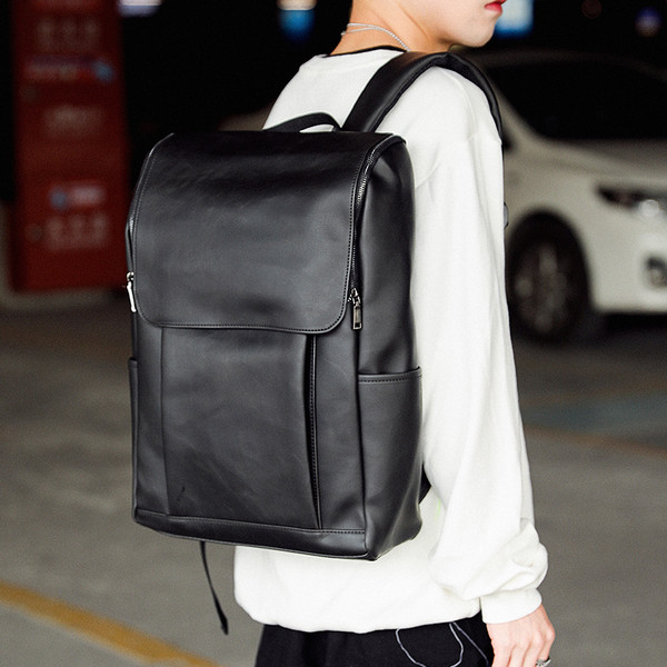 Модерна мъжка раници от еко кожа с ципове