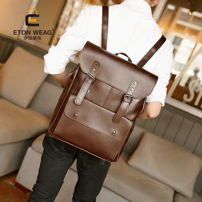 Нов модел кожена мъжка раница в кафяв цвят