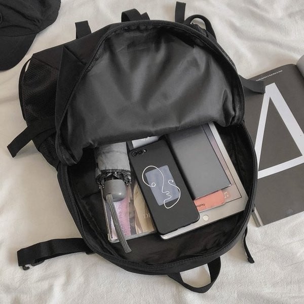 Мъжка черна раница с преден джоб 