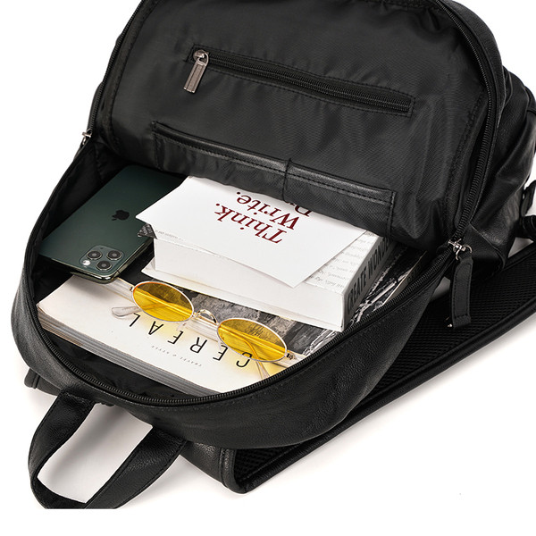 Ежедневна мъжка раница от еко кожа в черен цвят