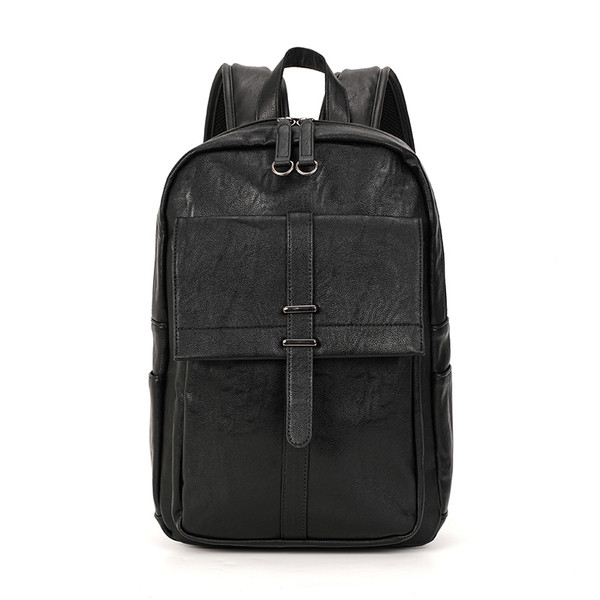 Ежедневна мъжка раница от еко кожа в черен цвят