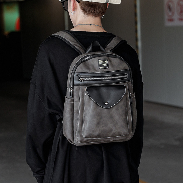 Мъжка раница от еко кожа с преден джоб