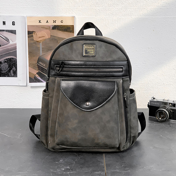 Мъжка раница от еко кожа с преден джоб