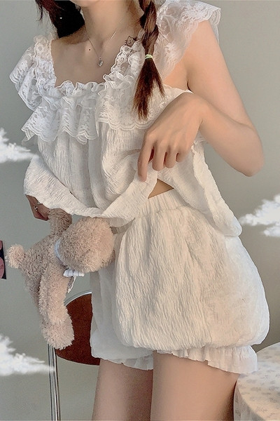 Дамска модерна пижама с къс панталон и потник