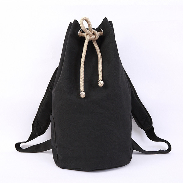 Мъжка черна чанта от текстил с връзки