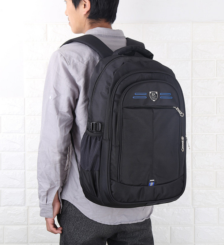 Мъжка раница от текстил с цип и преден джоб 