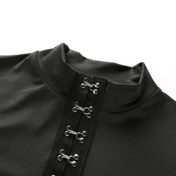 Body de dama modern cu maneci lungi si detalii metalice