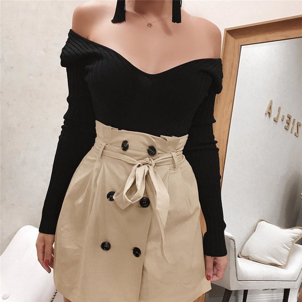 Corp de damă modern, cu decolteu în V și mâneci lungi