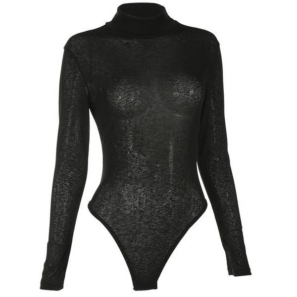 Body zilnic de damă cu mâneci lungi și guler polo în negru