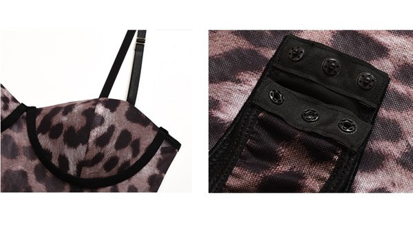 Body de dama din tul cu imprimeu animal